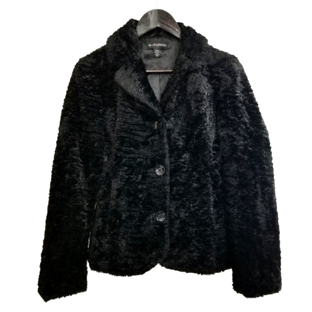 Le Chateau Black Faux Fur Extra Small Jacket